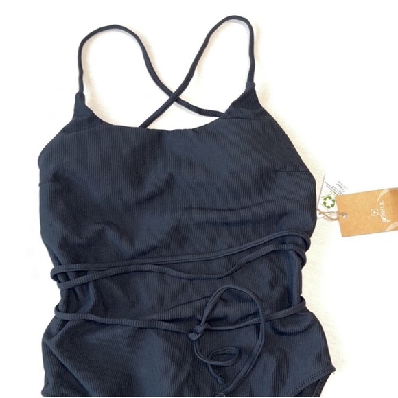 BERLOOK Backless Tie One-Piece Swimsuit Black Sz M - Picture 4 of 12